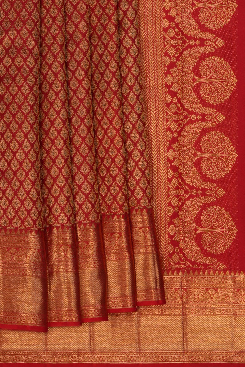 Image of Kanchipuram Brocade Silk Red Saree